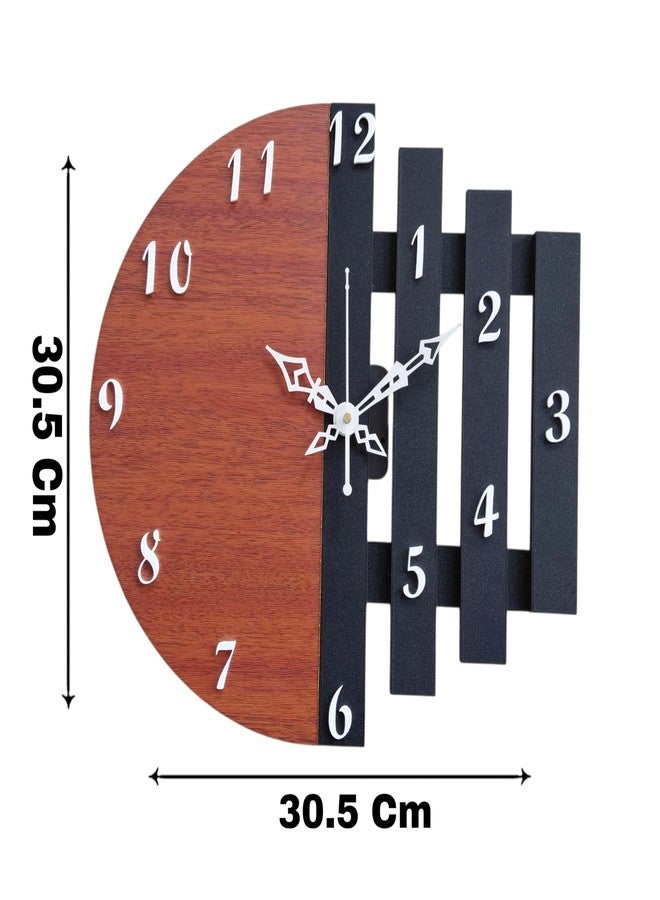Unique Craft 3D Wooden Antique Analog Wall Clock for Home & Office Dcor (Brown & Black, 30.5 x 30.5 cm, Round) - Image 2